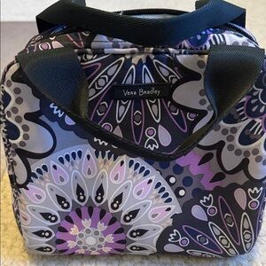 Vera Bradley Purple Black Gray Floral Cosmetic Lunch Tote